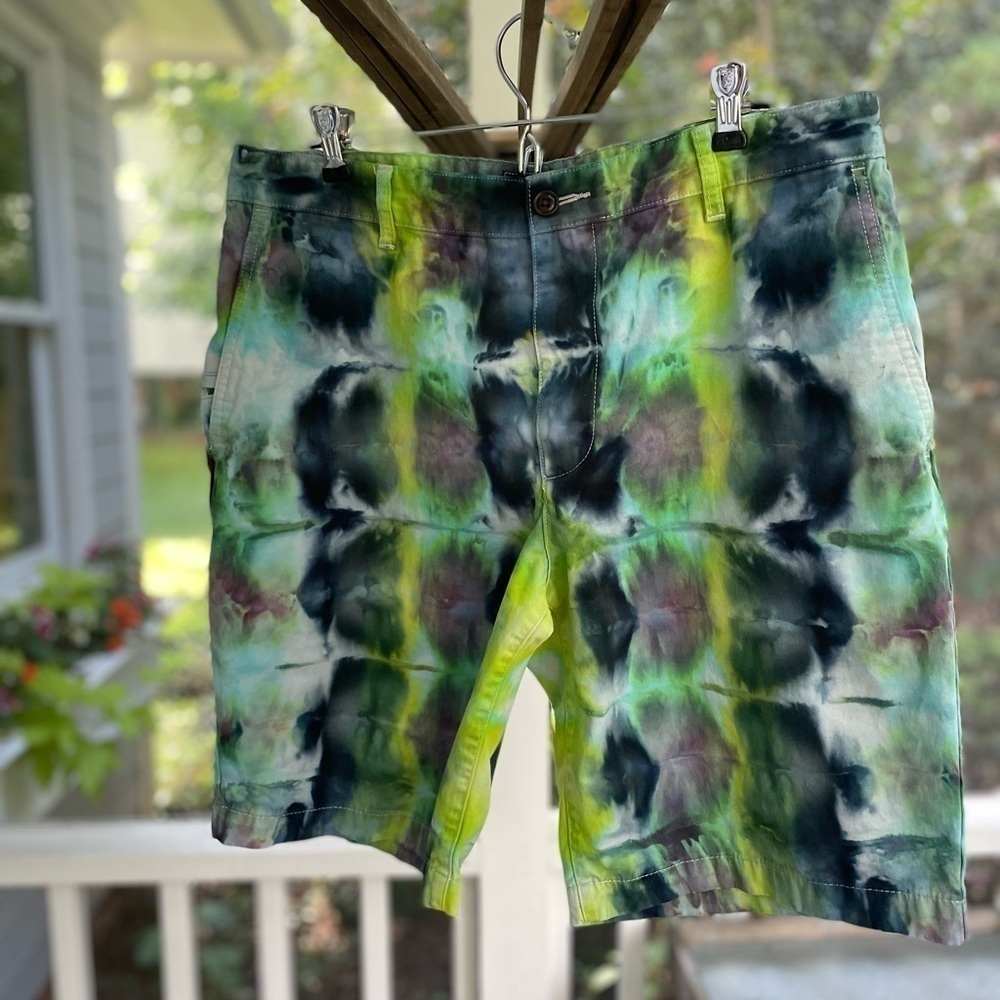 Dockers flat front shorts hand crafted tie dyed.  Size 34